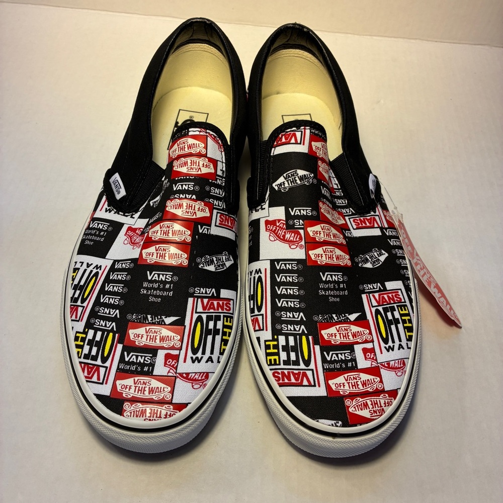 Vans Slip-On Sneakers - Black, Red, and White